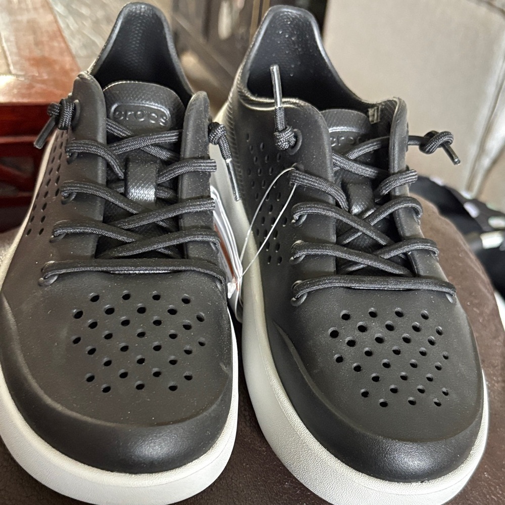 CROCS Black Sneakers with White Soles